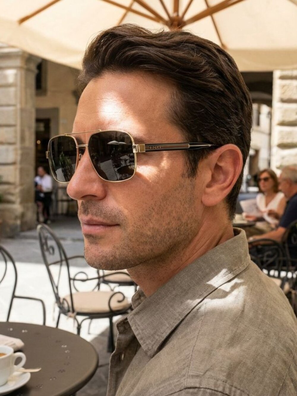 NEW GUCCI GG0529S 001 GOLD/BLACK GREY MEN'S AVIATOR AUTHENTIC SUNGLASSES - Picture 5 of 6